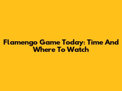 Flamengo Game Today: Time And Where To Watch