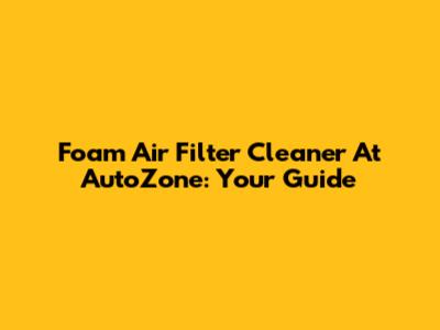 Foam Air Filter Cleaner At AutoZone: Your Guide