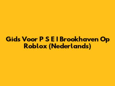 Gids Voor P S E I Brookhaven Op Roblox (Nederlands)