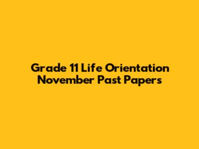 Grade 11 Life Orientation November Past Papers