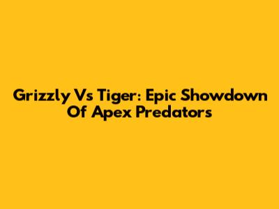 Grizzly Vs Tiger: Epic Showdown Of Apex Predators