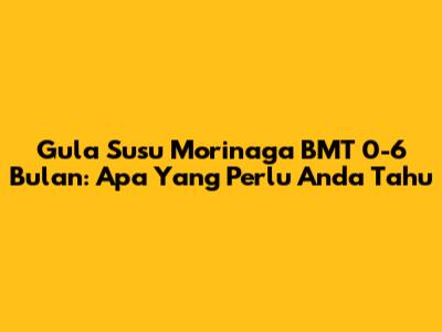 Gula Susu Morinaga BMT 0-6 Bulan: Apa Yang Perlu Anda Tahu