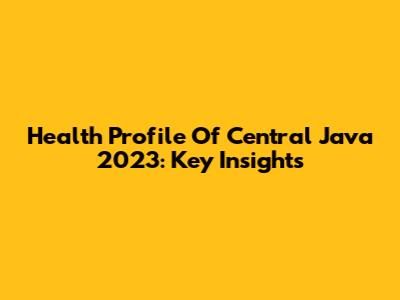 Health Profile Of Central Java 2023: Key Insights