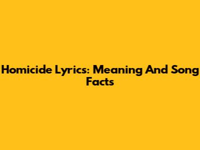Homicide Lyrics: Meaning And Song Facts