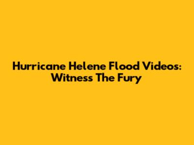 Hurricane Helene Flood Videos: Witness The Fury