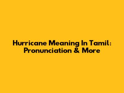 Hurricane Meaning In Tamil: Pronunciation & More