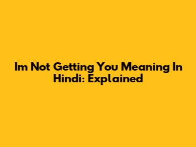 I'm Not Getting You Meaning In Hindi: Explained