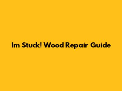 I'm Stuck! Wood Repair Guide