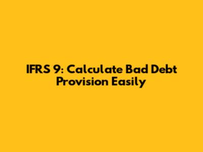 IFRS 9: Calculate Bad Debt Provision Easily