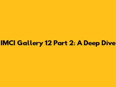 IMCI Gallery 12 Part 2: A Deep Dive