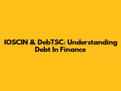 IOSCIN & DebTSC: Understanding Debt In Finance
