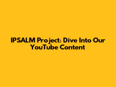 IPSALM Project: Dive Into Our YouTube Content