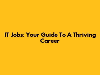 IT Jobs: Your Guide To A Thriving Career