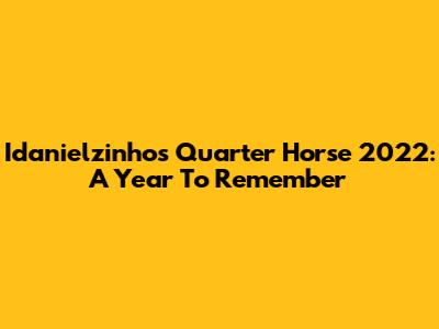 Idanielzinho's Quarter Horse 2022: A Year To Remember