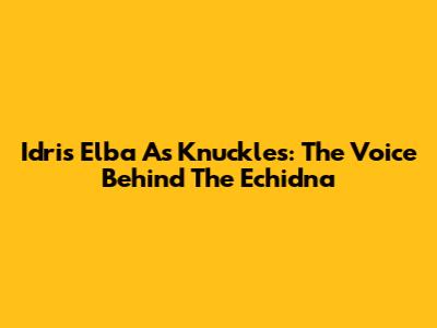 Idris Elba As Knuckles: The Voice Behind The Echidna