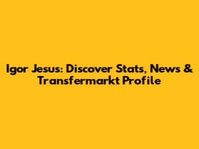 Igor Jesus: Discover Stats, News & Transfermarkt Profile