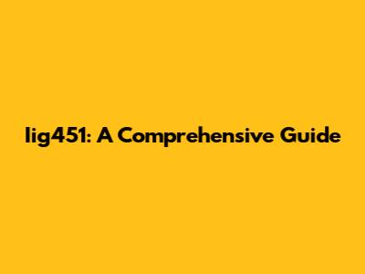 Iig451: A Comprehensive Guide