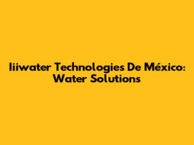 Iiiwater Technologies De México: Water Solutions