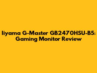 Iiyama G-Master GB2470HSU-B5: Gaming Monitor Review
