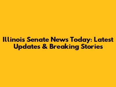 Illinois Senate News Today: Latest Updates & Breaking Stories