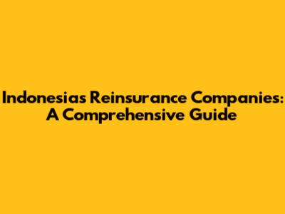 Indonesia's Reinsurance Companies: A Comprehensive Guide