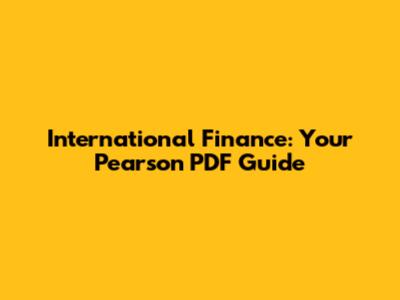 International Finance: Your Pearson PDF Guide