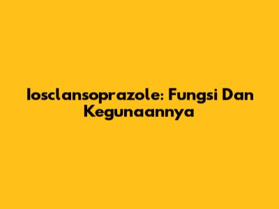 Iosclansoprazole: Fungsi Dan Kegunaannya