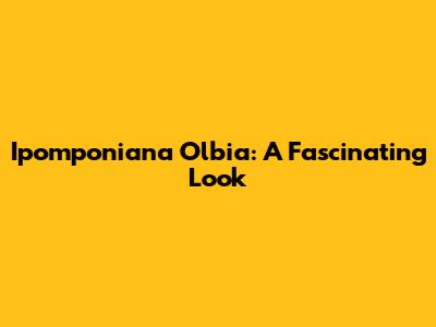 Ipomponiana Olbia: A Fascinating Look