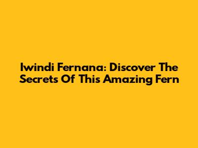Iwindi Fernana: Discover The Secrets Of This Amazing Fern