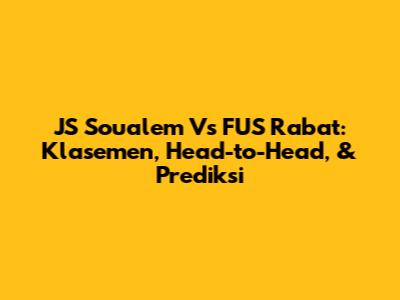 JS Soualem Vs FUS Rabat: Klasemen, Head-to-Head, & Prediksi