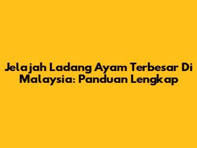 Jelajah Ladang Ayam Terbesar Di Malaysia: Panduan Lengkap