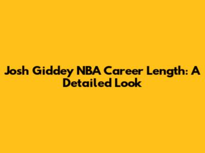 Josh Giddey NBA Career Length: A Detailed Look