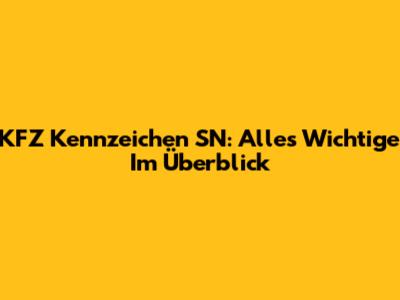 KFZ Kennzeichen SN: Alles Wichtige Im Überblick