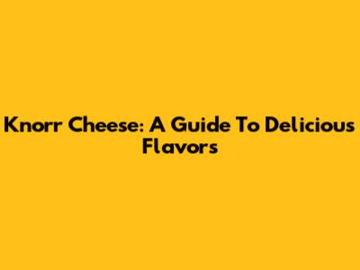 Knorr Cheese: A Guide To Delicious Flavors