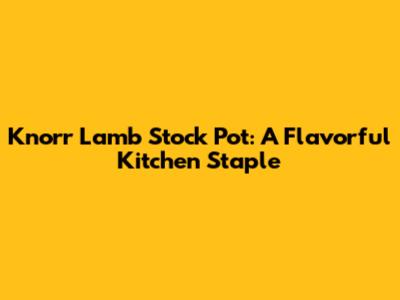 Knorr Lamb Stock Pot: A Flavorful Kitchen Staple
