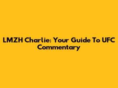 LMZH Charlie: Your Guide To UFC Commentary