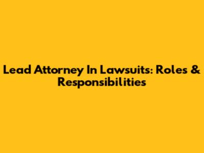 Lead Attorney In Lawsuits: Roles & Responsibilities