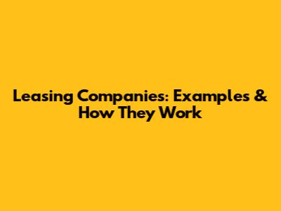 Leasing Companies: Examples & How They Work