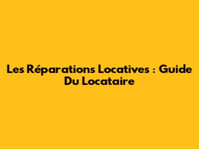 Les Réparations Locatives : Guide Du Locataire