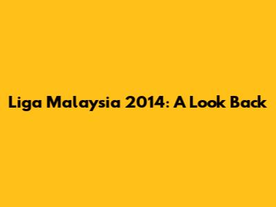 Liga Malaysia 2014: A Look Back