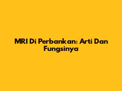 MRI Di Perbankan: Arti Dan Fungsinya