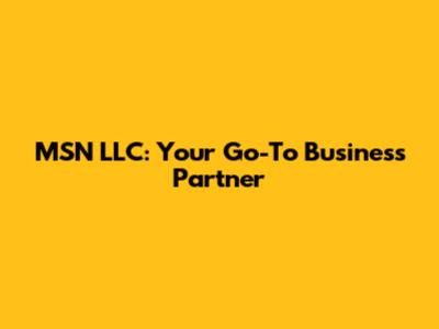 MSN LLC: Your Go-To Business Partner
