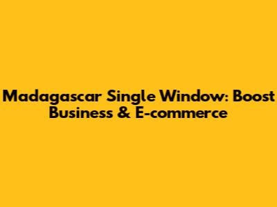 Madagascar Single Window: Boost Business & E-commerce