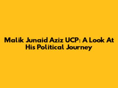 Malik Junaid Aziz UCP: A Look At His Political Journey