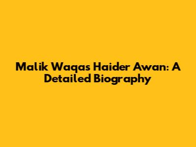 Malik Waqas Haider Awan: A Detailed Biography