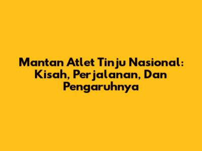 Mantan Atlet Tinju Nasional: Kisah, Perjalanan, Dan Pengaruhnya