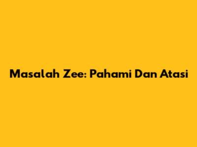 Masalah Zee: Pahami Dan Atasi