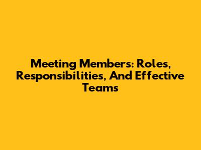 Meeting Members: Roles, Responsibilities, And Effective Teams