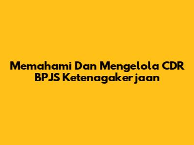 Memahami Dan Mengelola CDR BPJS Ketenagakerjaan