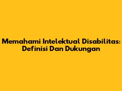 Memahami Intelektual Disabilitas: Definisi Dan Dukungan